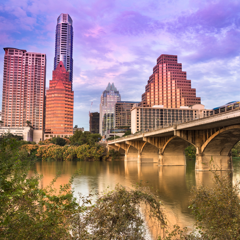 The bridge and skyline of Austin, Texas